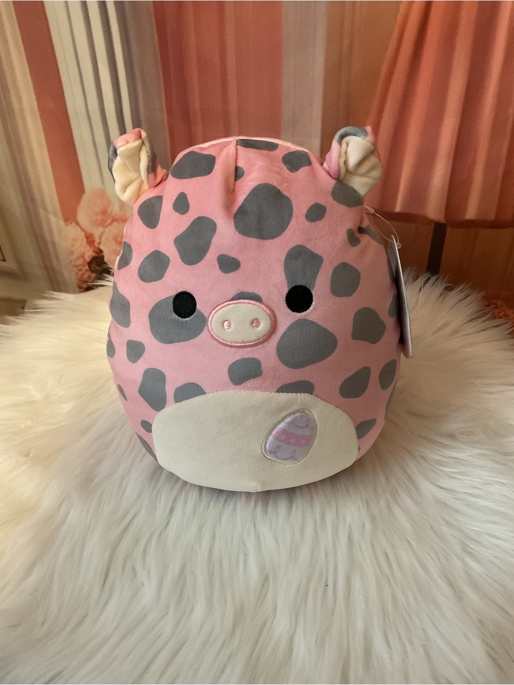 Squishmallows Pink and Gray Spotted Plush Pig Bag